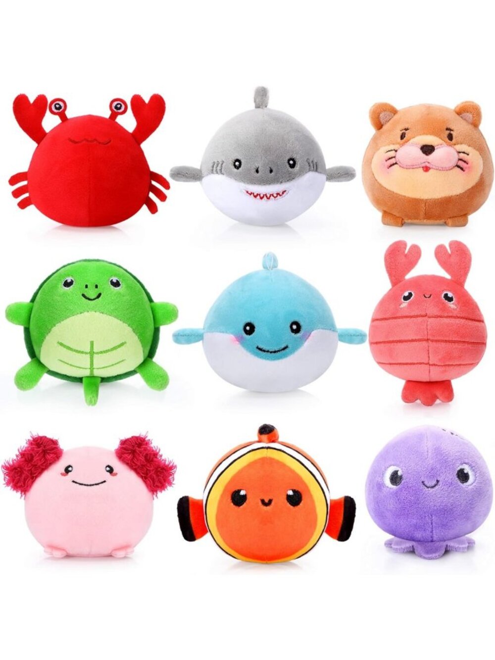 9 Mini Sealife Plush Animals - Soft Shark, Turtle & Ocean Friends for Parties